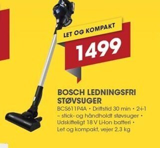 Punkt1 Bosch ledningsfri støvsuger tilbud