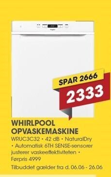 Punkt1 Whirlpool opvaskemaskine tilbud