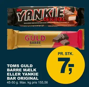 Let-Køb Toms guld barre mælk eller yankie bar original tilbud