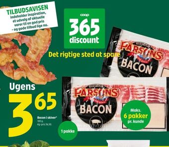 Coop 365 Bacon i skiver* tilbud