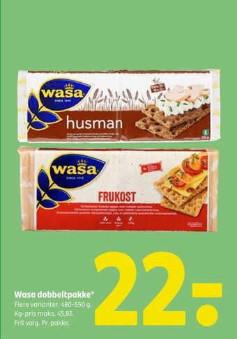 Coop 365 Wasa dobbeltpakke tilbud