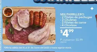 Tia Mix parrillero 2 filetes de pechuga+2 chuletas+2 filetes de carne+4 chorizos oferta