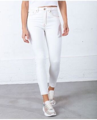 NAF NAF Jean para mujer crudo skinny tiro súper alto con realce de costuras oferta