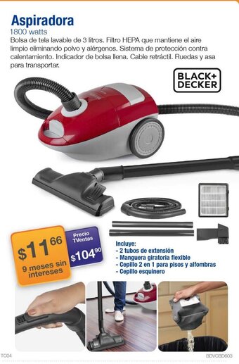 TVentas Black+Decker Aspiradora 1800 watts oferta
