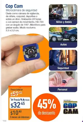 TVentas Cop Cam Microcamara de seguridad oferta