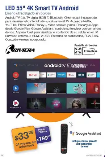 TVentas Riviera LED 55" Smart TV Android oferta