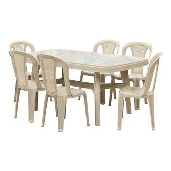 Combo de comedor super sevilla + 6 sillas portugal beige