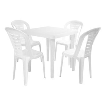 Pycca Combo mesa palmira + 4 sillas málaga blanco oferta