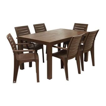 Pycca Combo de comedor madeira + 6 sillas madeira corsa café oferta