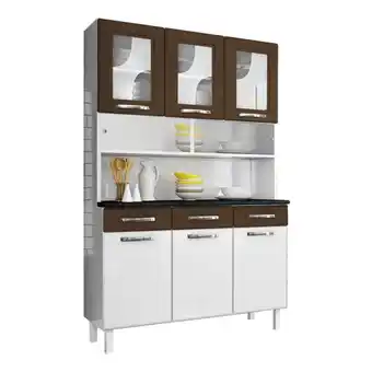 Pycca Mueble de cocina blanco/café 3 puertas oferta