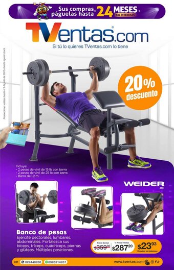 TVentas Weider Banco de pesas oferta