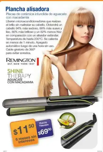 TVentas Remington Plancha Alisadora Placas de ceramica infundida de aguacate con macadamia oferta