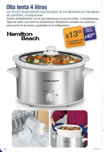 TVentas Hamilton Beach Olla Lenta 4 litros oferta