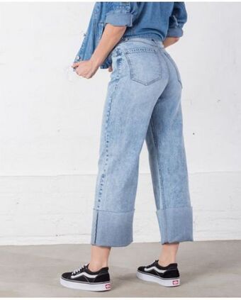 NAF NAF Jean para mujer tono claro wide leg tiro súper alto con doblez sobredimensionado oferta