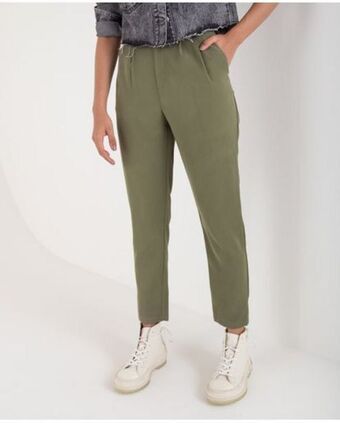 NAF NAF Pantalón para mujer verde relax tiro súper alto con detalle de pinzas oferta