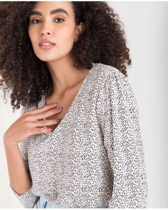 NAF NAF Camisa para mujer cruda manga 3/4 con lunares estampados oferta