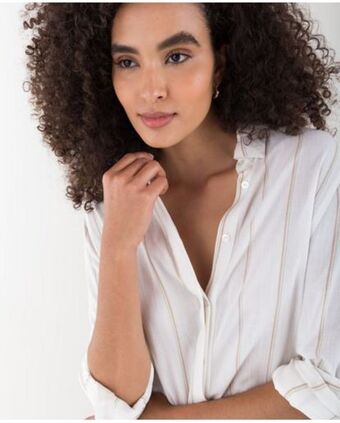 NAF NAF Camisa para mujer cruda manga larga con rayas preteñidas oferta