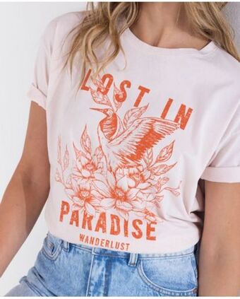 NAF NAF Camiseta para mujer rosa manga corta con gráfico vintage oferta