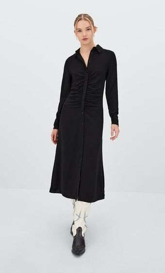 Stradivarius Vestido midi polo fruncido oferta