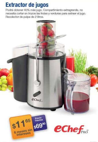 TVentas Echef Pro Extractor de Jugos 2 litros oferta