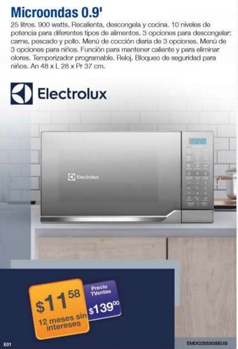TVentas Electrolux Microondas 0.9' oferta