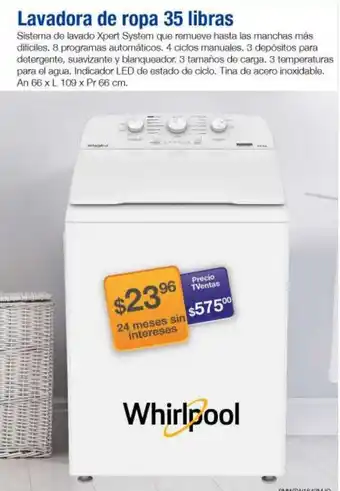 TVentas Whirlpool Lavadora de Ropa 35 libras oferta