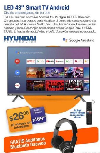 TVentas Hyundai LED 43" Smart TV Android oferta