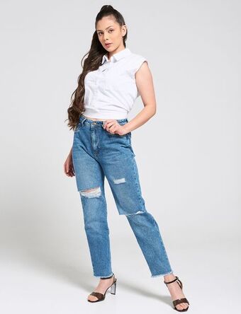 Moda RM Mon jean azul medio rotos oferta