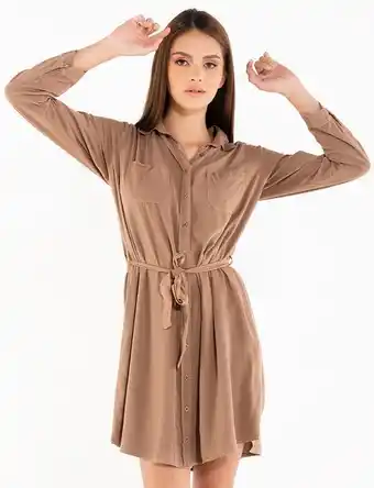 Moda RM Vestido clásico manga larga kaky oferta