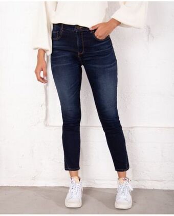 NAF NAF Jean para mujer azul oscuro push up tiro súper alto con cortes en el ruedo oferta