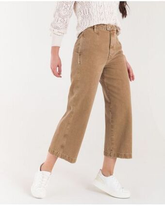 NAF NAF Pantalón beige de tiro alto oferta