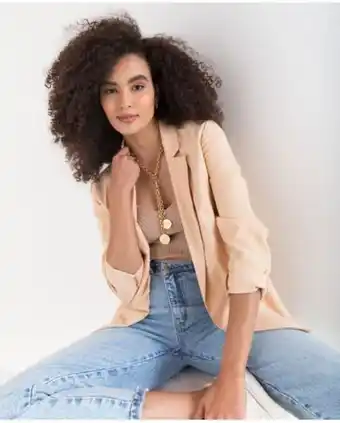 NAF NAF Chaqueta para mujer amarilla oversize estilo blazer oferta