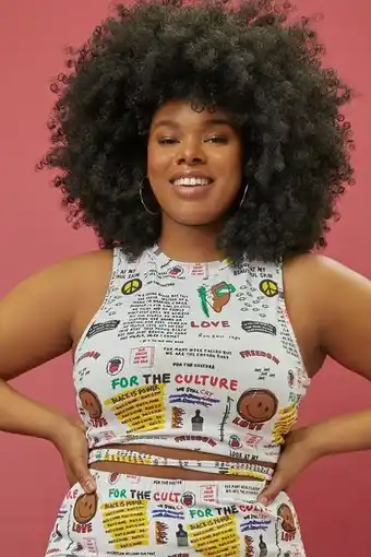 Forever 21 Plus size ron bass art print crop top oferta
