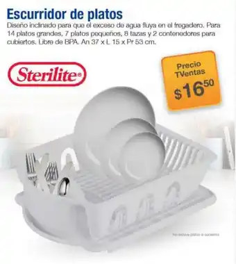 TVentas Sterilite Escurridor de Platos 37 x 15 x 53cm oferta