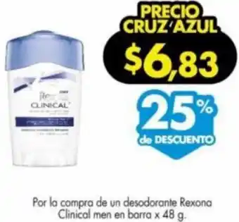 Farmacias Cruz Azul Desodorante Rexona Clinical Men en Barra 48g oferta