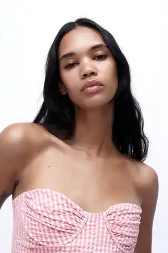 ZARA Top corsetero cuadro vichy oferta