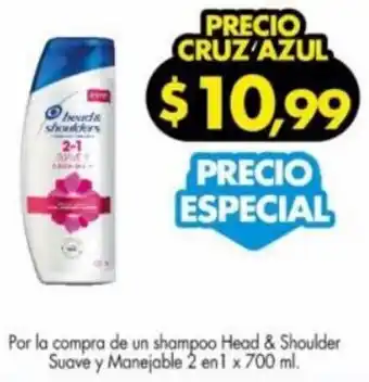 Farmacias Cruz Azul Shampoo Head & Shoulder Suave y Manejable 2 en 1 x 700ml oferta