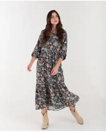 NAF NAF Vestido estampado largo de manga tres cuartos oferta