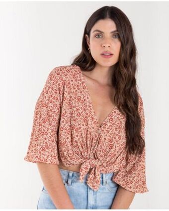 NAF NAF Camisa estampada cuello en v para anudar oferta