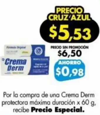 Farmacias Cruz Azul Crema Derm Protectora Máxima Duración 60g oferta