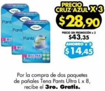 Farmacias Cruz Azul Tena Pants Ultra L x 8 oferta