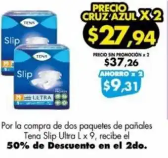 Farmacias Cruz Azul Tena Slip Ultra L x 9 oferta