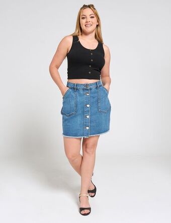 Moda RM Falda denim botones azul medio oferta