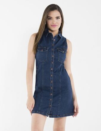 Moda RM Vestido denim sin manga oferta