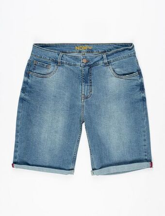 Moda RM Bermuda denim llana con doblez oferta