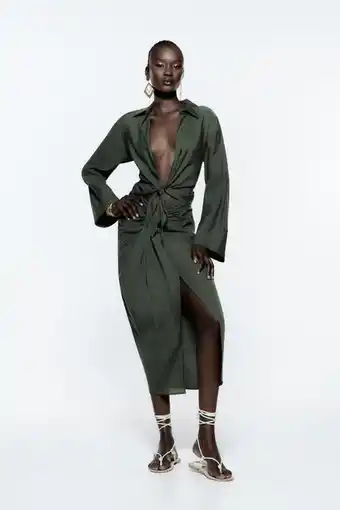 ZARA Falda nudo con lino oferta