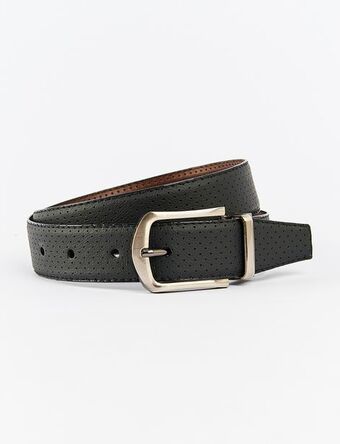Moda RM Correa reversible troquelada negro/café oferta