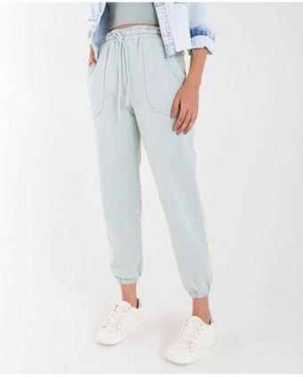 NAF NAF Pantalón para mujer verde relax tiro alto con cintura ajustable oferta