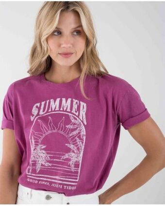 NAF NAF Camiseta para mujer rosa manga corta con gráfico vintage oferta