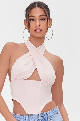 Forever 21 Crisscross self-tie halter top oferta